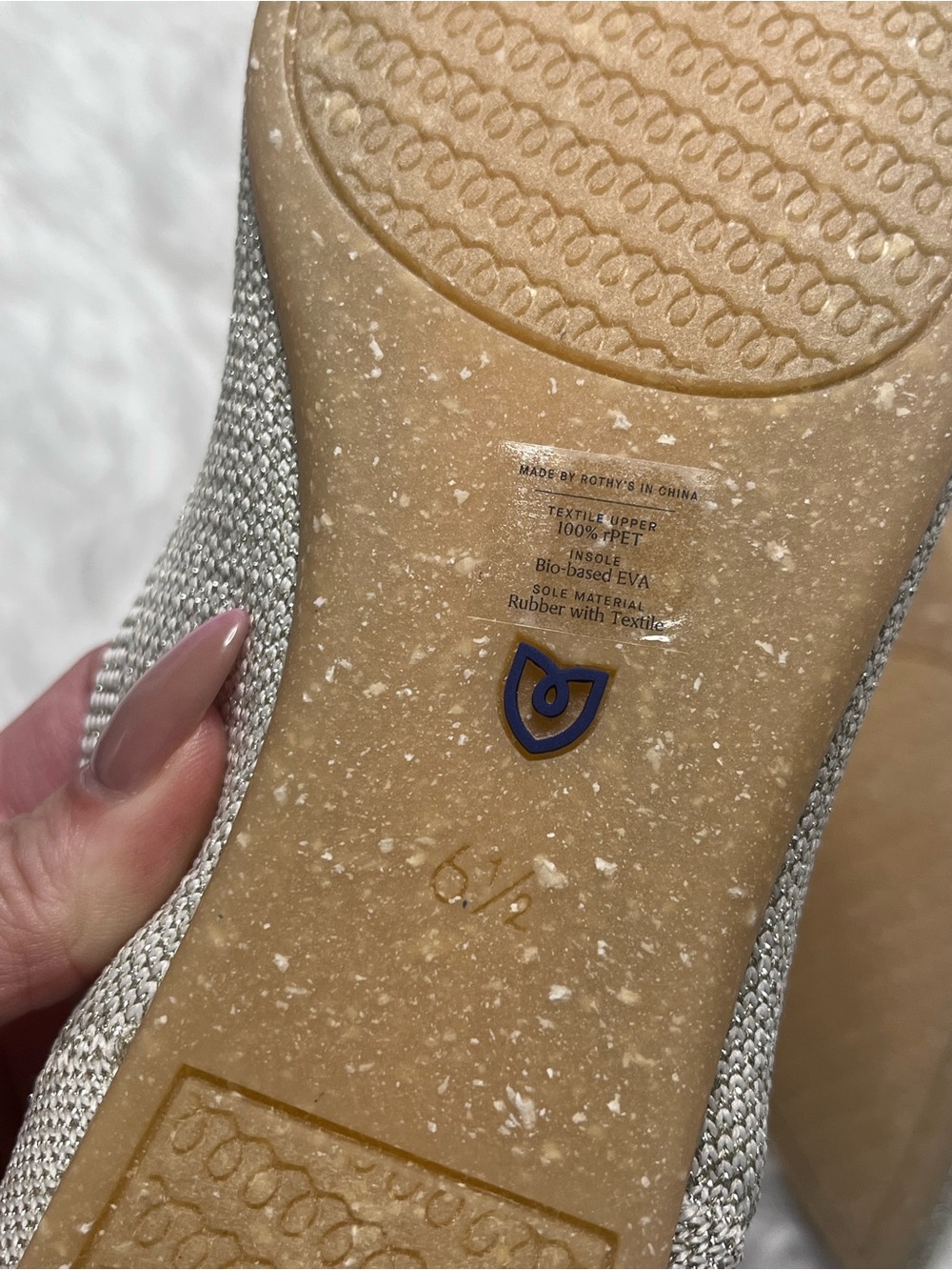 Rothy's Pointed Knit Flat in Metallic Silver - Picture 7 of 13